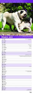 Pugs 2019 6.75 x 16.5 Inch Monthly Slimline Wall Calendar, Toy Dog Canine