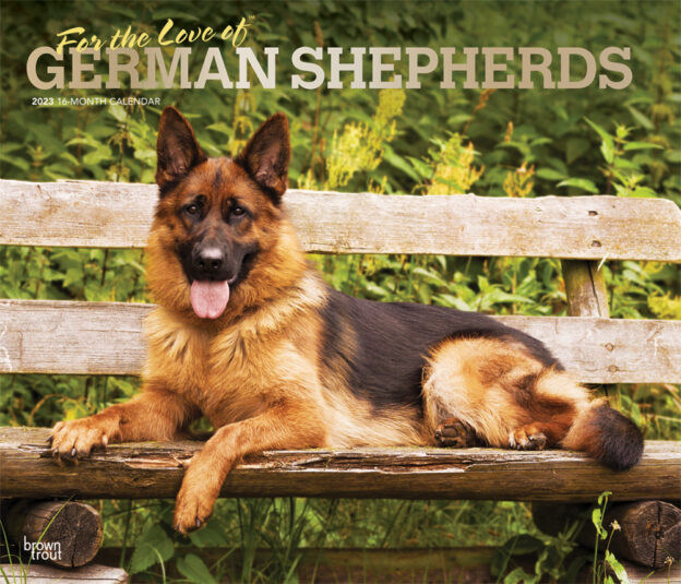 For the Love of German Shepherds | 2023 14 x 24 Inch Monthly Deluxe Wall Calendar | Foil Stamped Cover | BrownTrout | Animal Dog Breeds DogDays